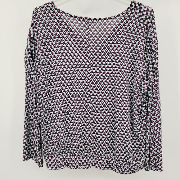 Lascana Turquoise Retro Print Flare Sleeve Top - Picture 4 of 10